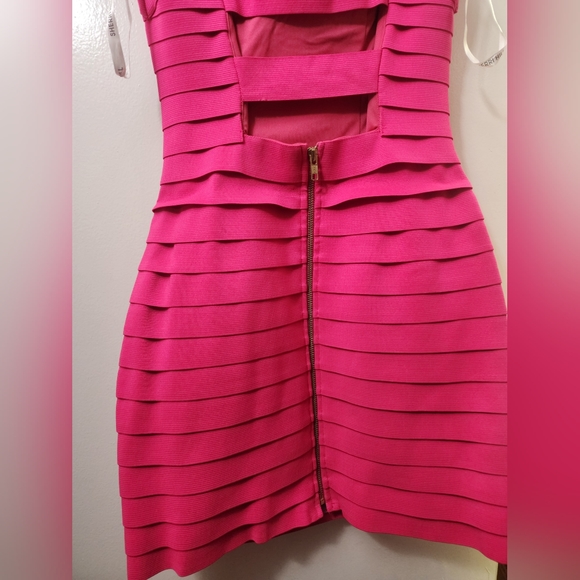 Sherri Hill Banded Mini Dress Hot pink Size 2 - Picture 5 of 7